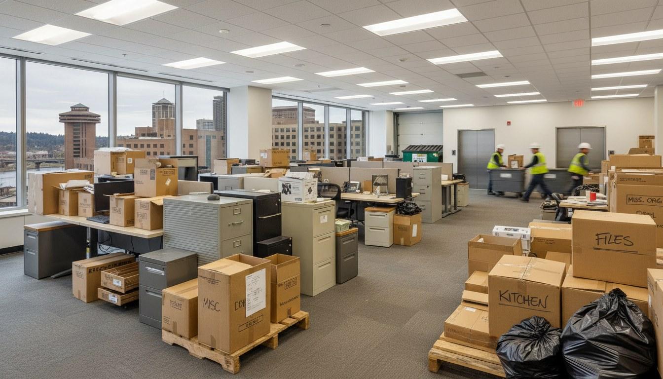 Commercial office space cleanup and property junk removal